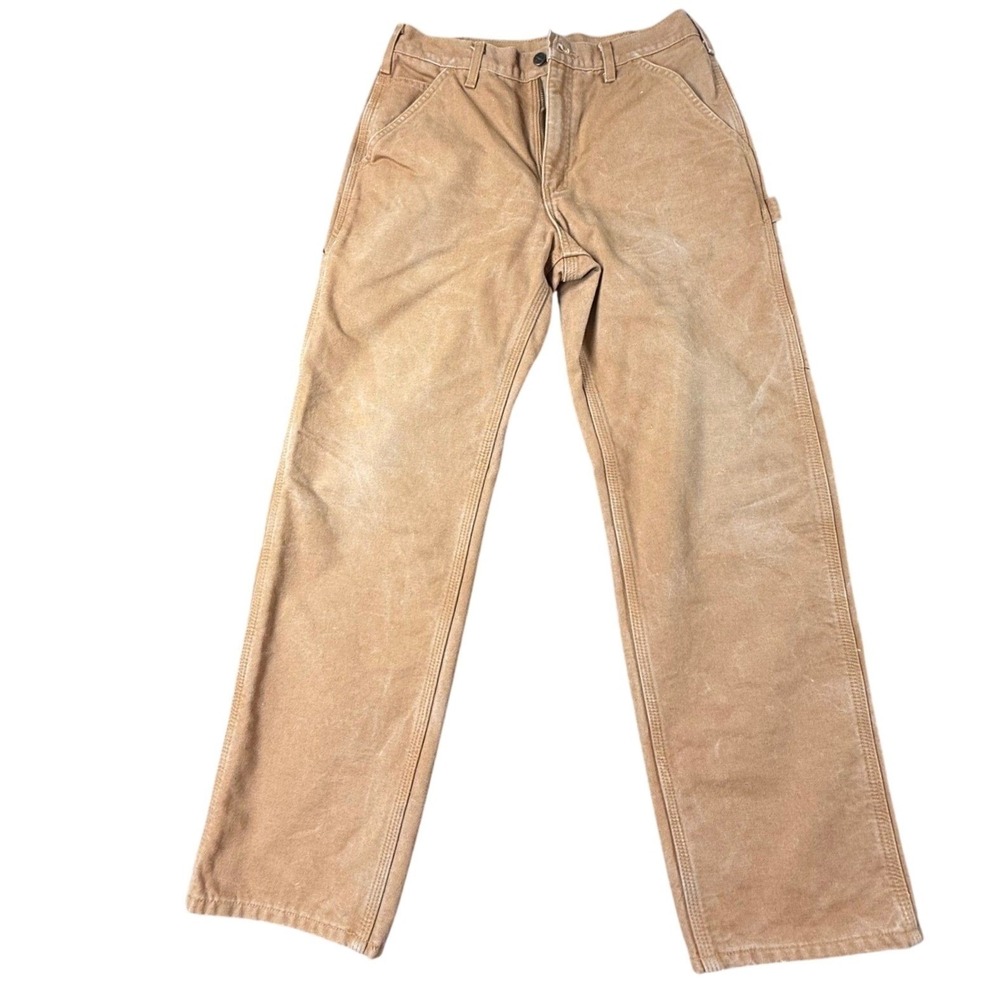 Carhartt B111 BRN Flannel Lined Work Pants Brown Duck Canvas Mens 32x32 Utility